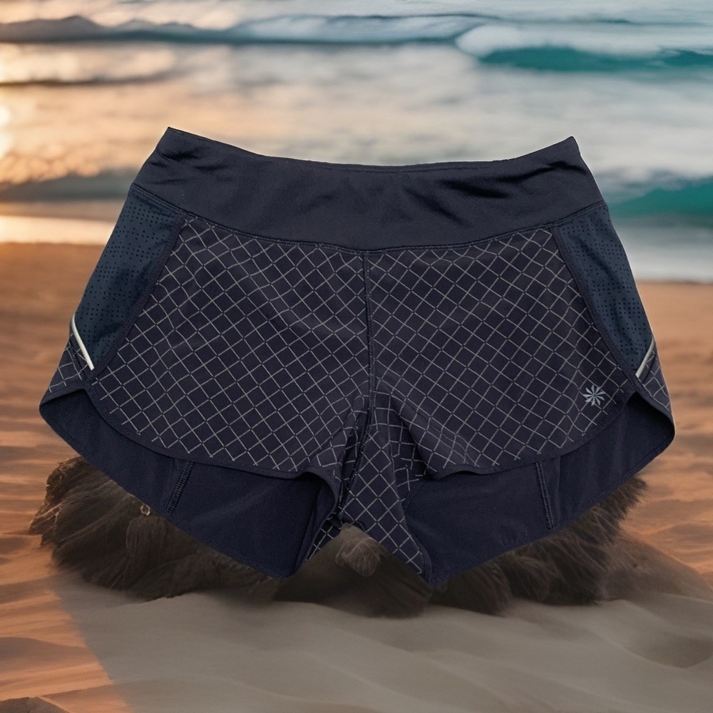 ATHLETA Trekkie Pull On Shorts Blue Lightweight Stretch Moisture Wicking Lined S